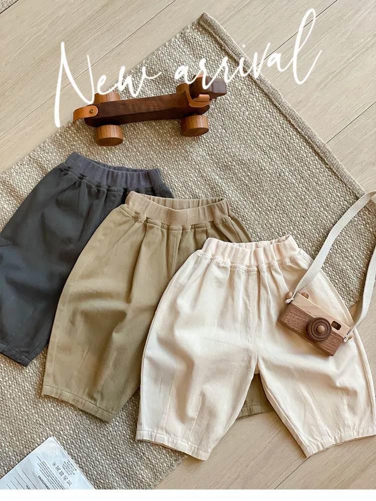 Pantalones lisos de algodón con estilo vintage para niños