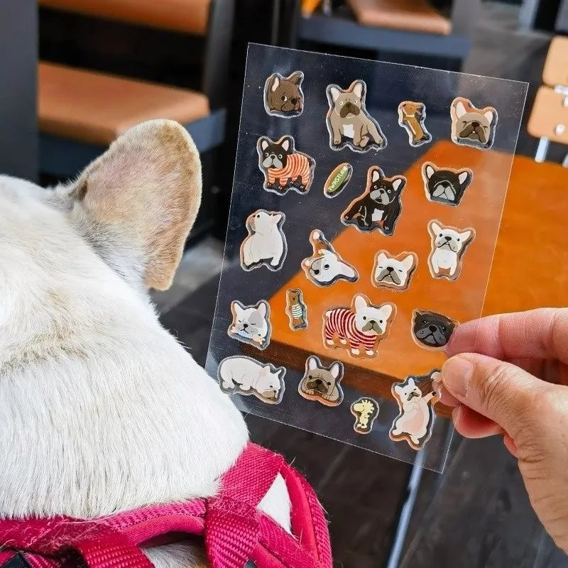 Detalle textura gelatina 3D pegatina bulldog francés