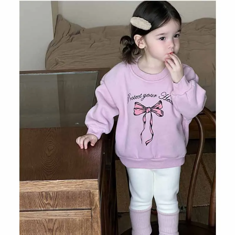 Sudadera acolchada infantil con pajarita para niña, térmica suave - imagen 3