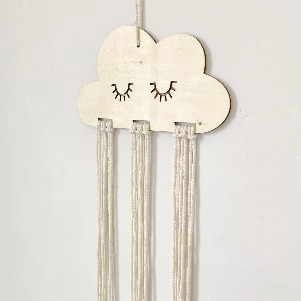 Organizador de lazos Nubes de madera maciza para el pelo en pared - imagen 4