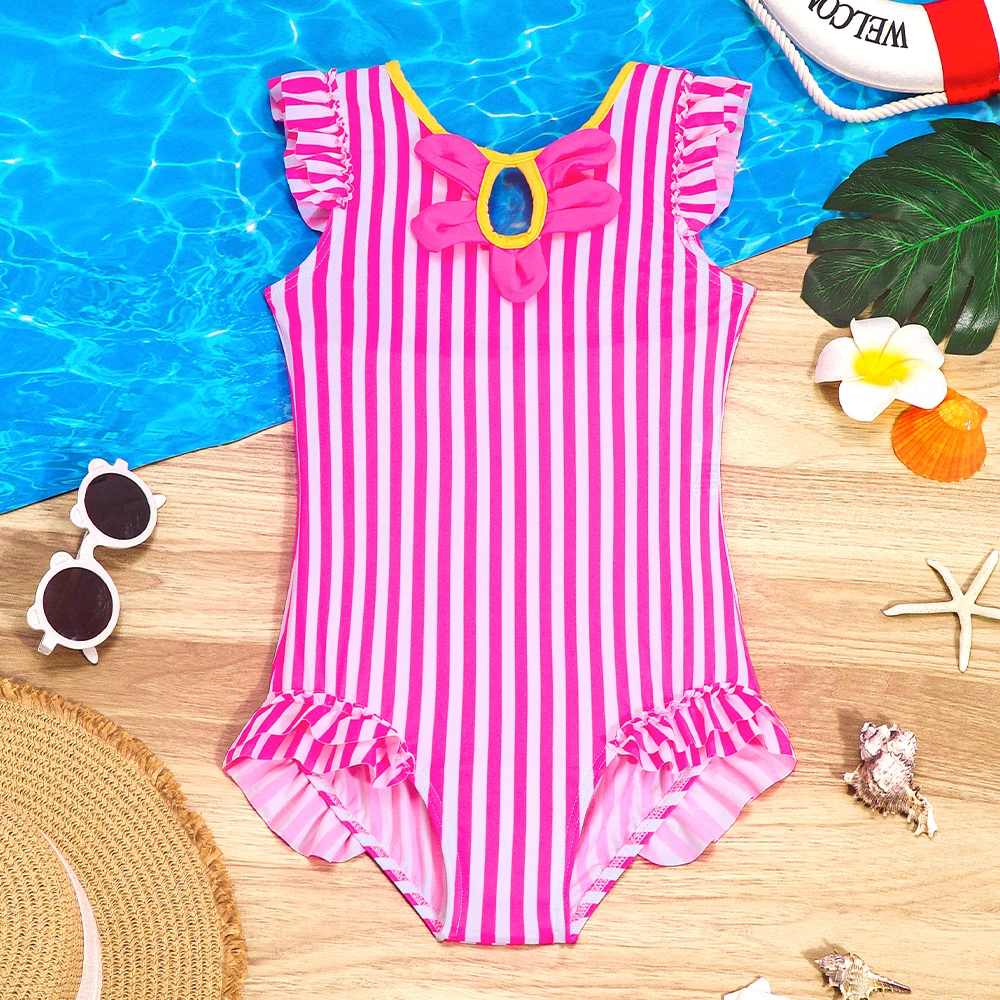 Bañador de niña bebé entero a rayas para verano en la playa
