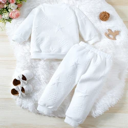 Conjunto otoño-invierno para niñas con lazo y estrella - blanco