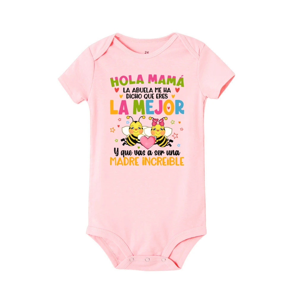 Hello Mom - Mameluco manga corta estampado para bebé recién nacido - imagen 2