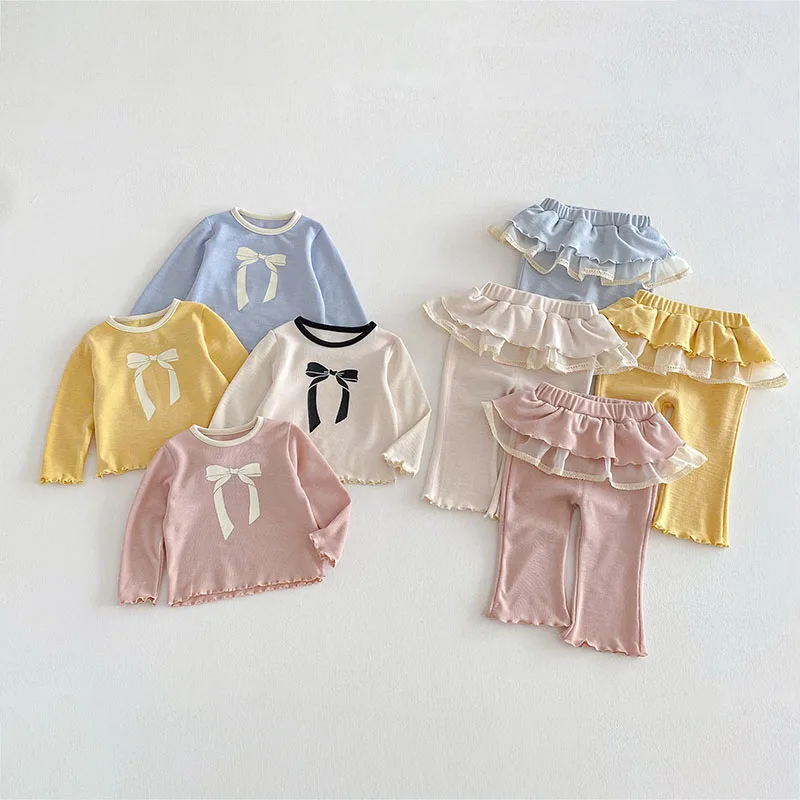Conjunto primavera niña con sudadera lazo y pantalón