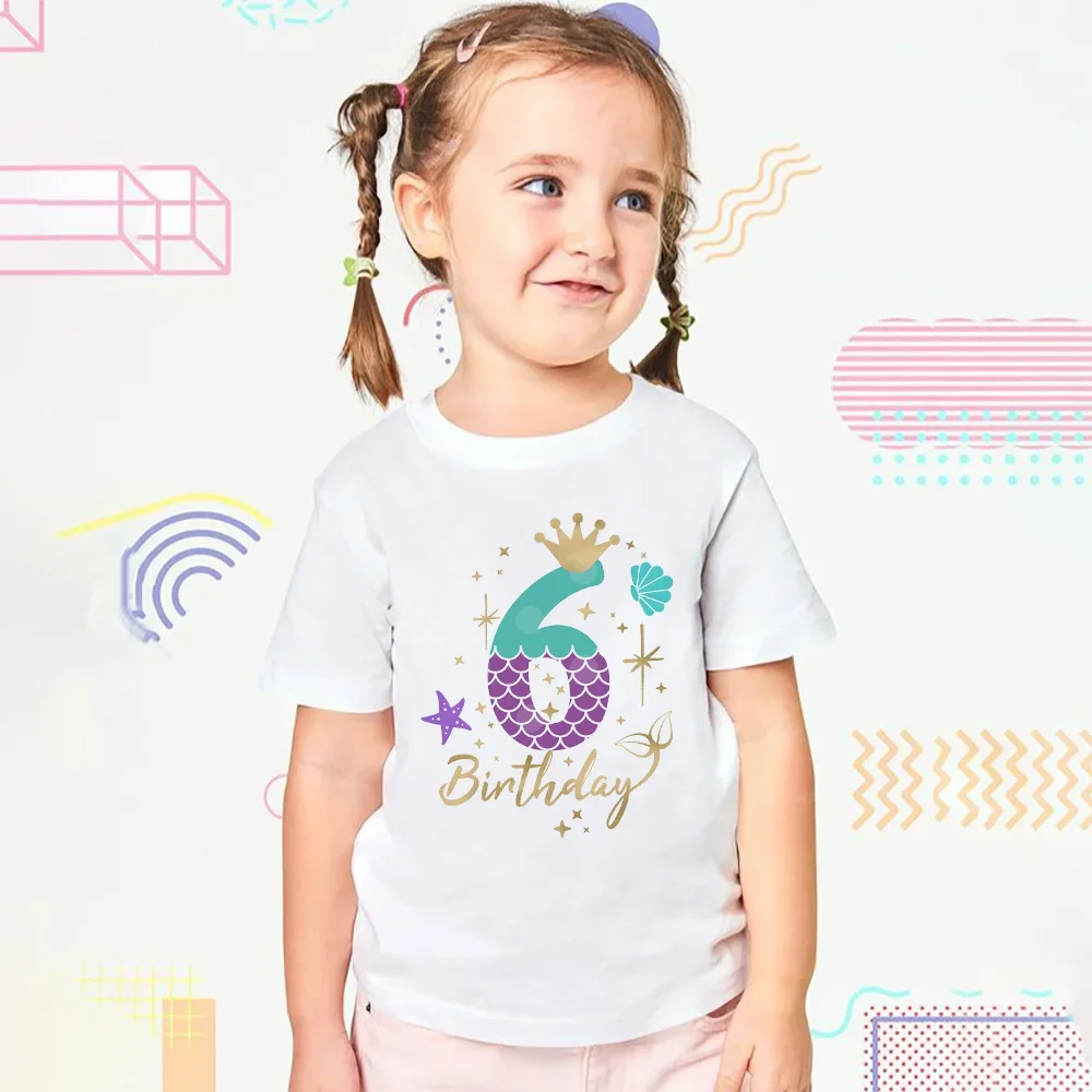 Camiseta de cumpleaños para niñas con estampado marino 1-9 años - imagen 5