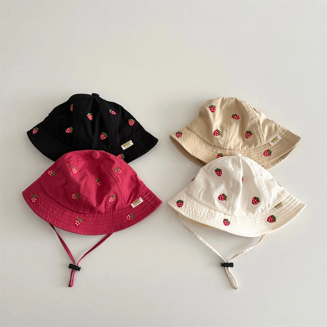 Gorro de pescador bordado con fresa para bebé, protección solar - imagen 4