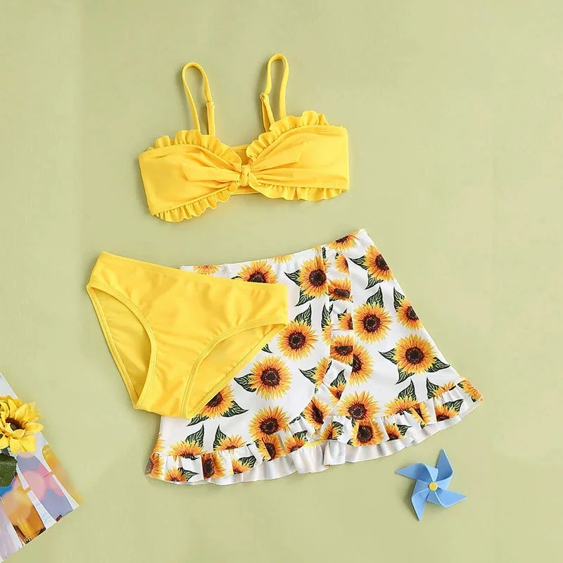 Conjunto traje de baño estampado infantil para niñas verano - imagen 2