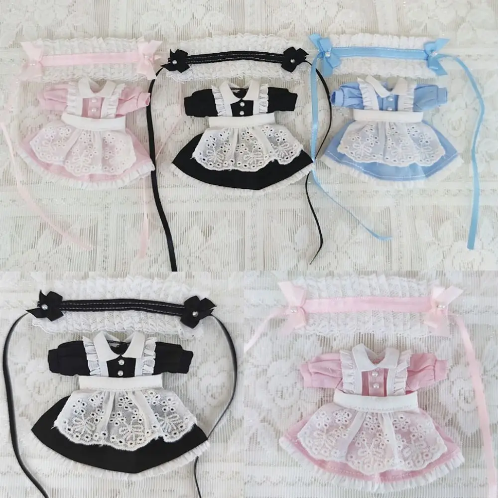 OB11 Vestido sirvienta encaje muñeca BJD 1/11 – Azul/Rosa/Negro