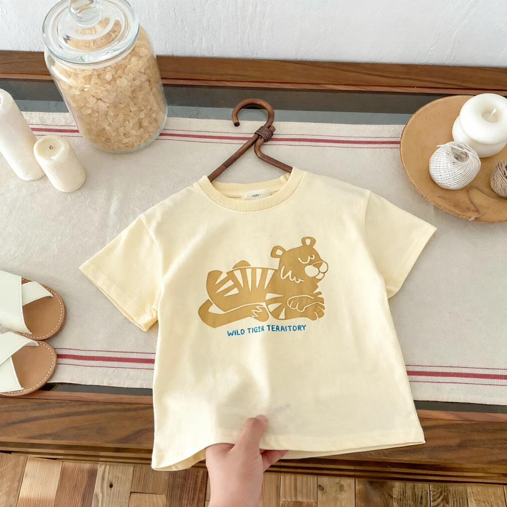 Camiseta de verano infantil manga corta cuello redondo con estampado - imagen 5