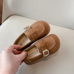 Mocasines de piel serraje para niña cómodos, estilo escolar