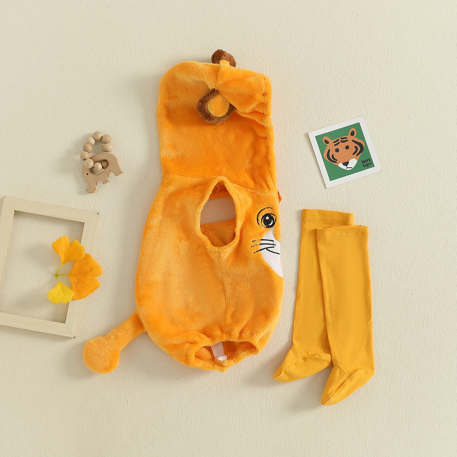 Disfraz de tigre para bebé Tregren – Mono de lana con capucha y medias - imagen 2
