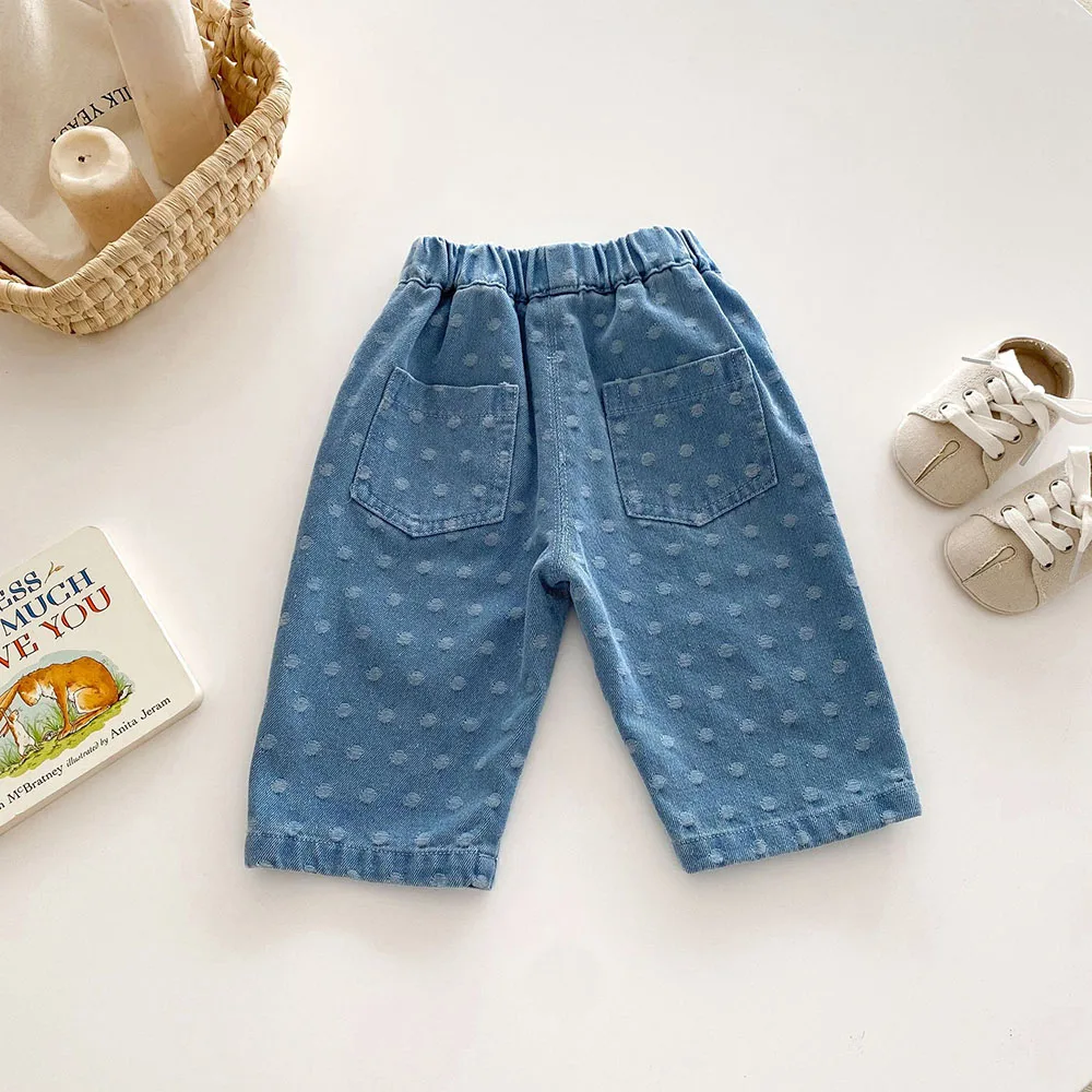 Pantalones de punto suave con lunares grandes para niños - otoño - imagen 3
