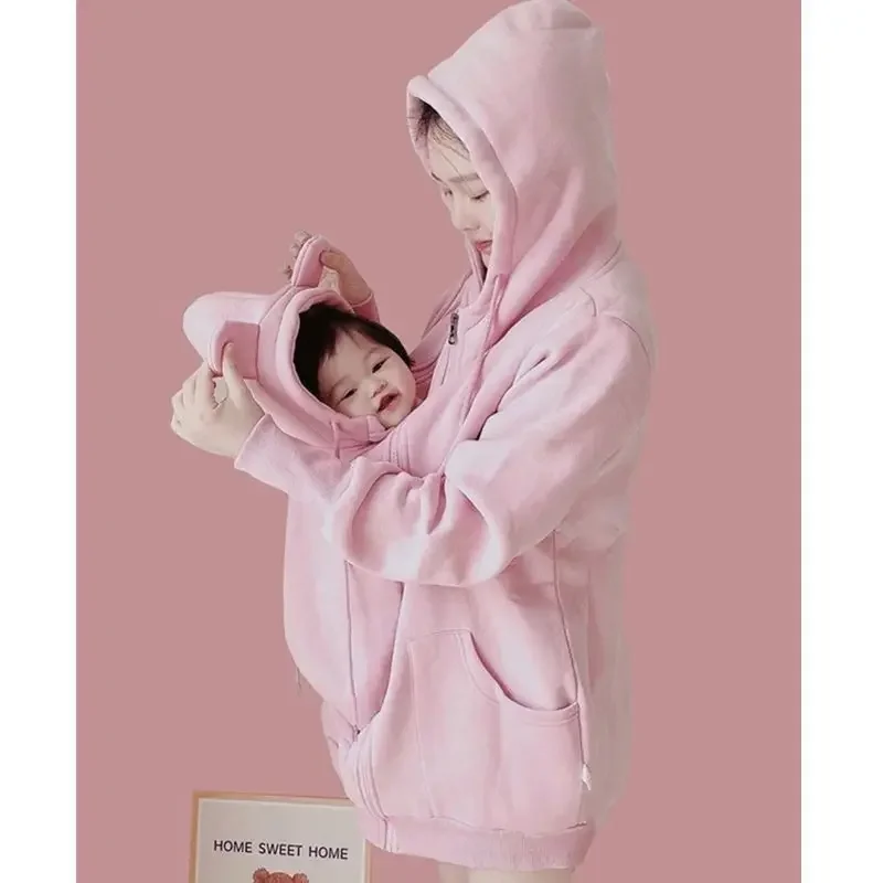 Abrigo canguro de maternidad de invierno con capucha para portabebés - imagen 2