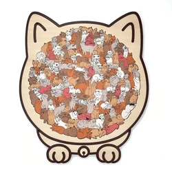Rompecabezas de gato 3D Montessori de madera apilable