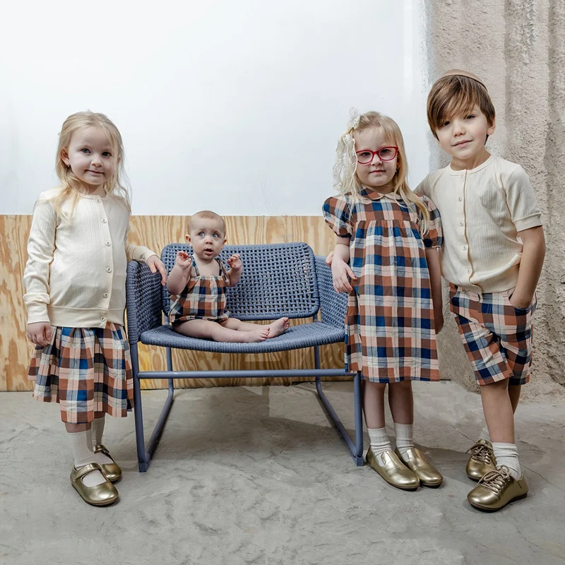 Pantalones cortos para niño a cuadros, cintura elástica - imagen 5