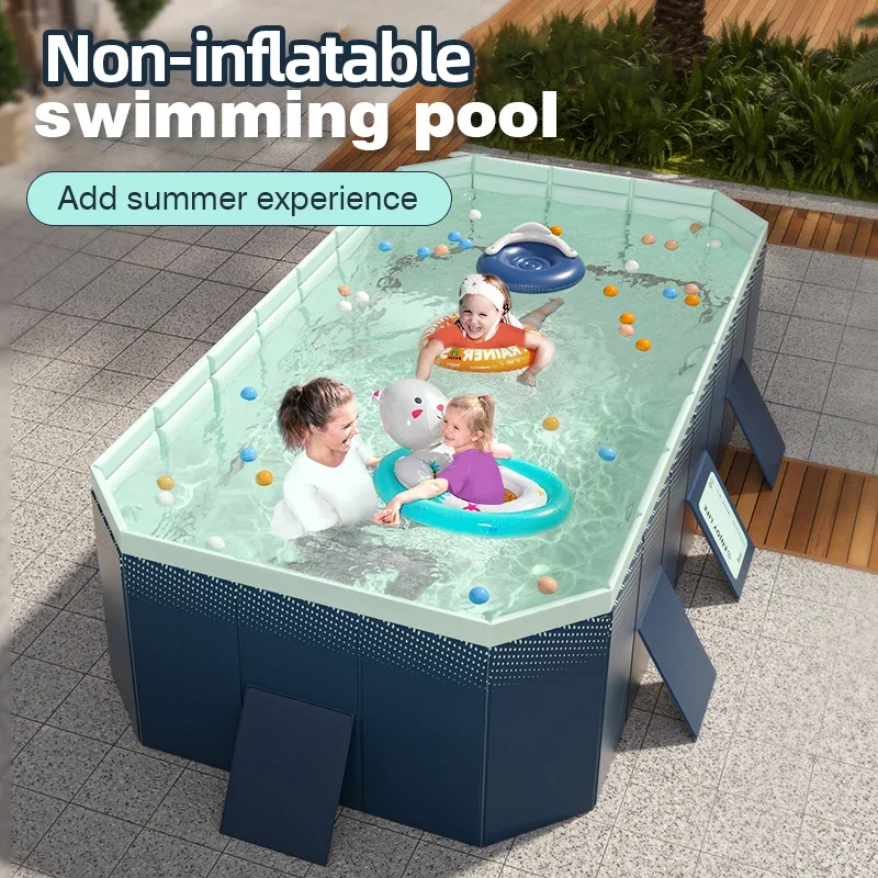 Piscina plegable grande con marco reforzado para niños y familia - imagen 5
