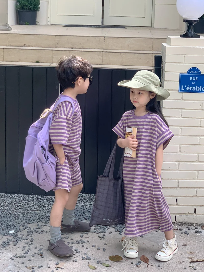 Milangel Conjunto Verano Rayas para Niños - Camiseta y Pantalón Corto - imagen 4
