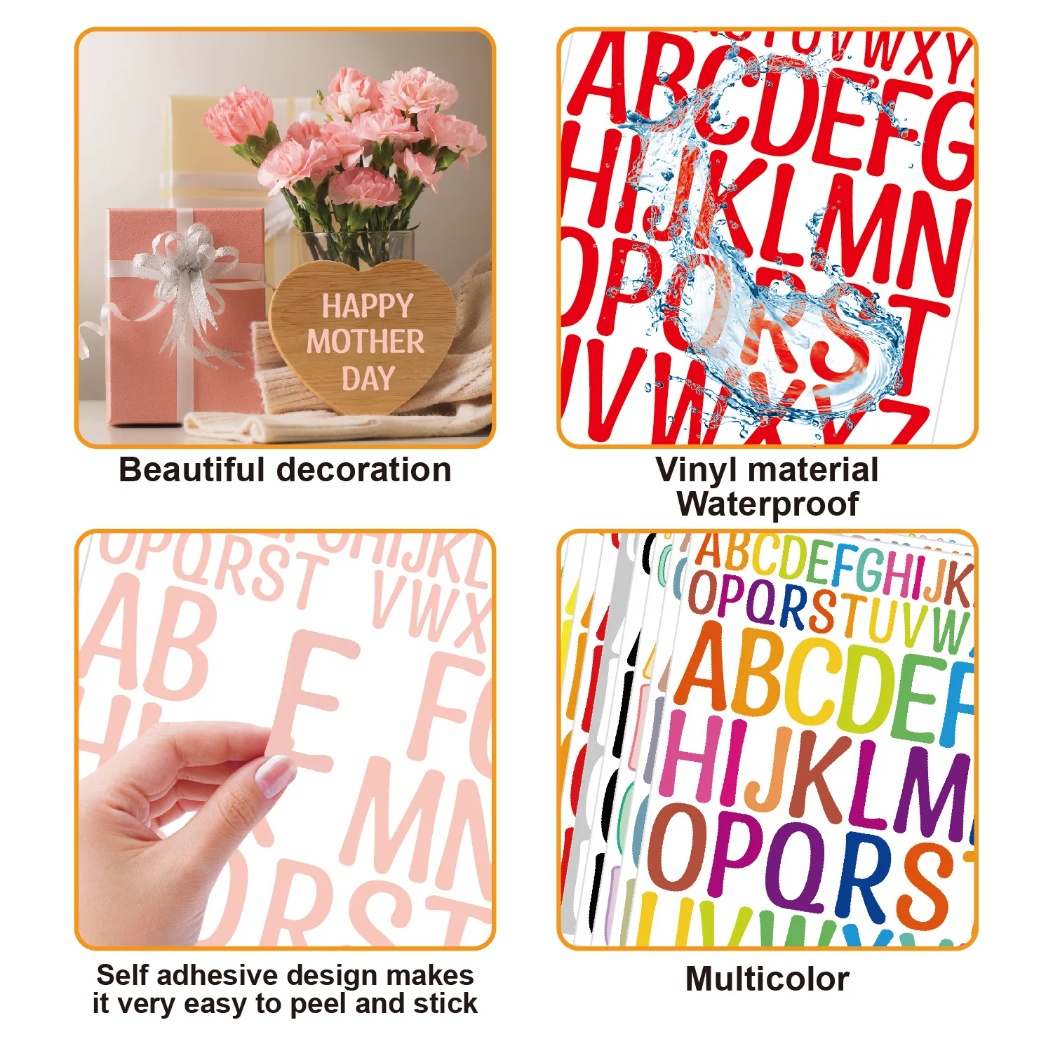 Pegatinas de vinilo impermeables con letras del alfabeto para diarios - imagen 5