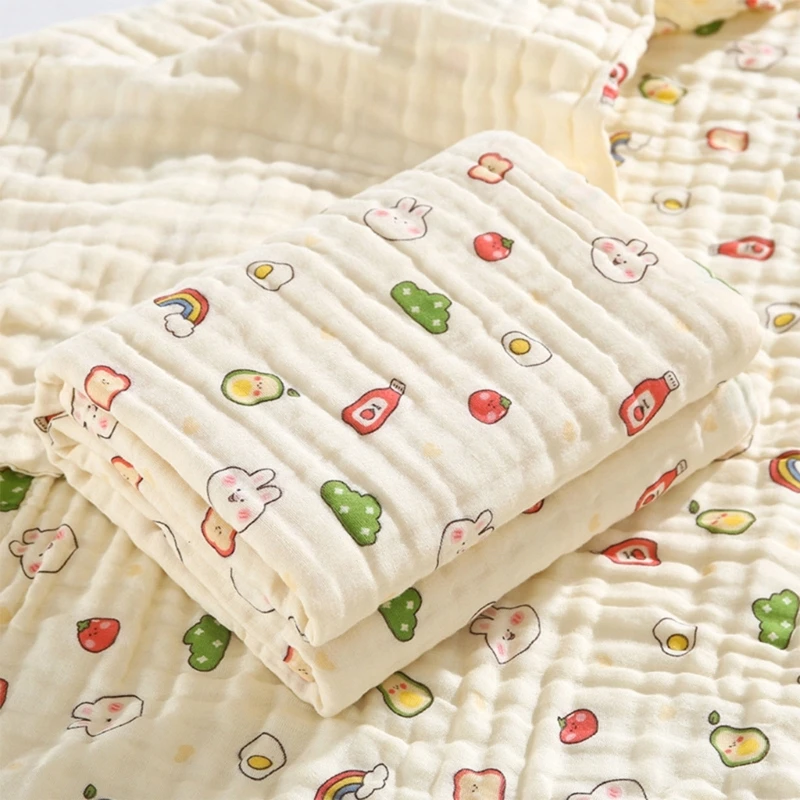 Manta de muselina de algodón para bebé con estampado conejo suave - imagen 5