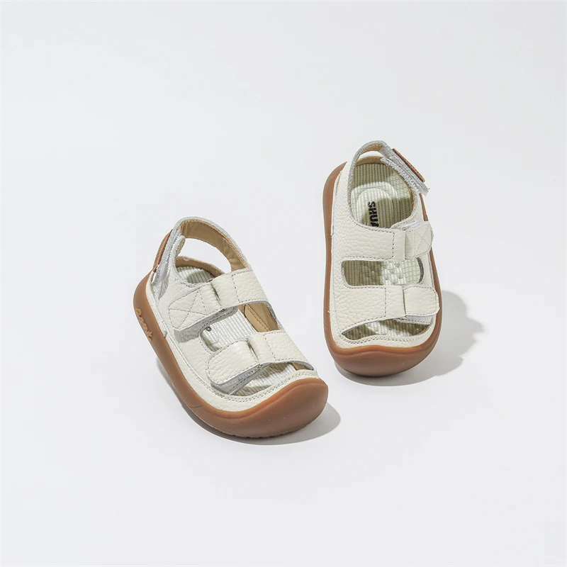 Sandalias de piel para bebé con suela blanda antideslizante