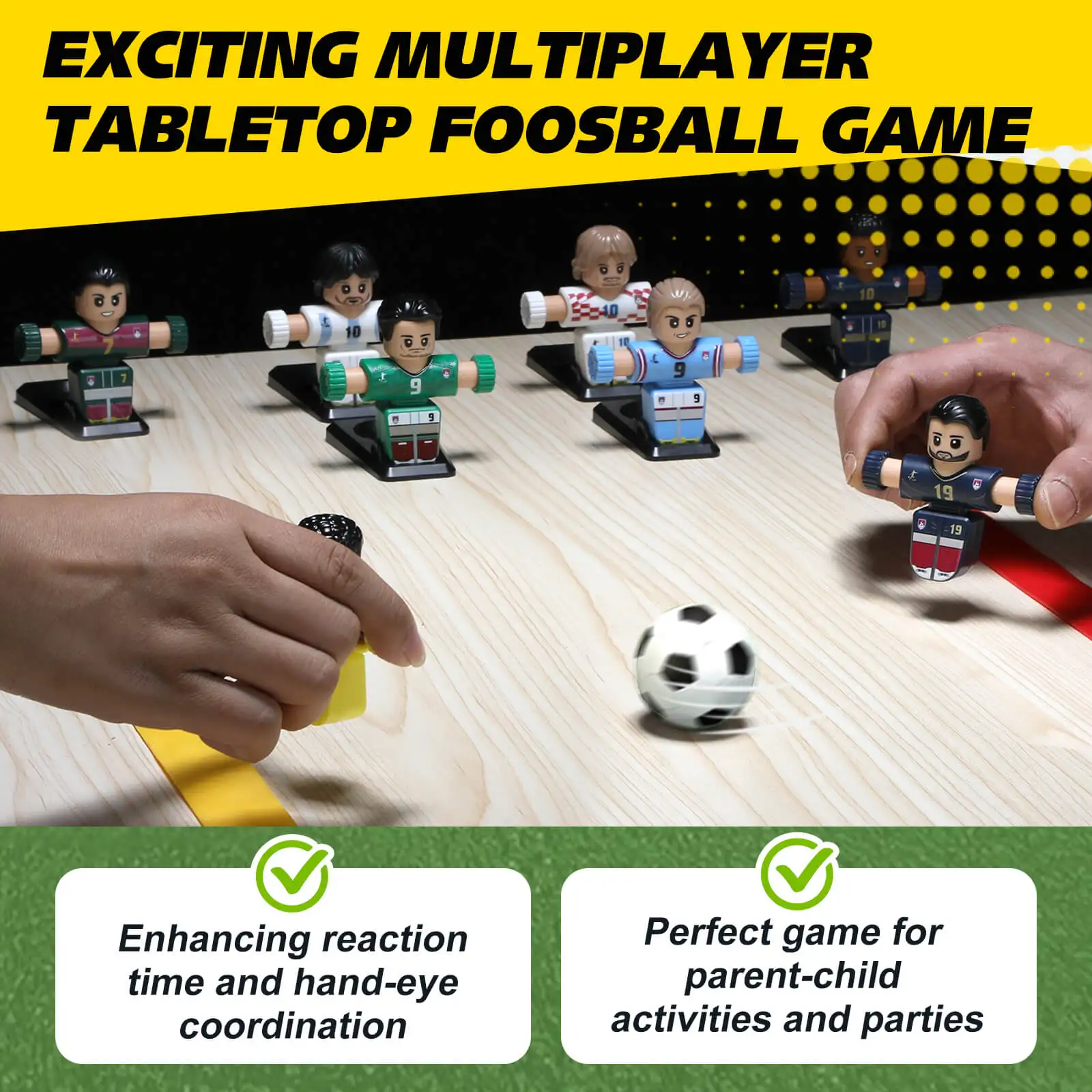 Futbolín de mesa antiestrés con jugadores giratorios para niños - imagen 3