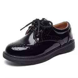Zapatos de cuero para niños de vestir planos estilo británico