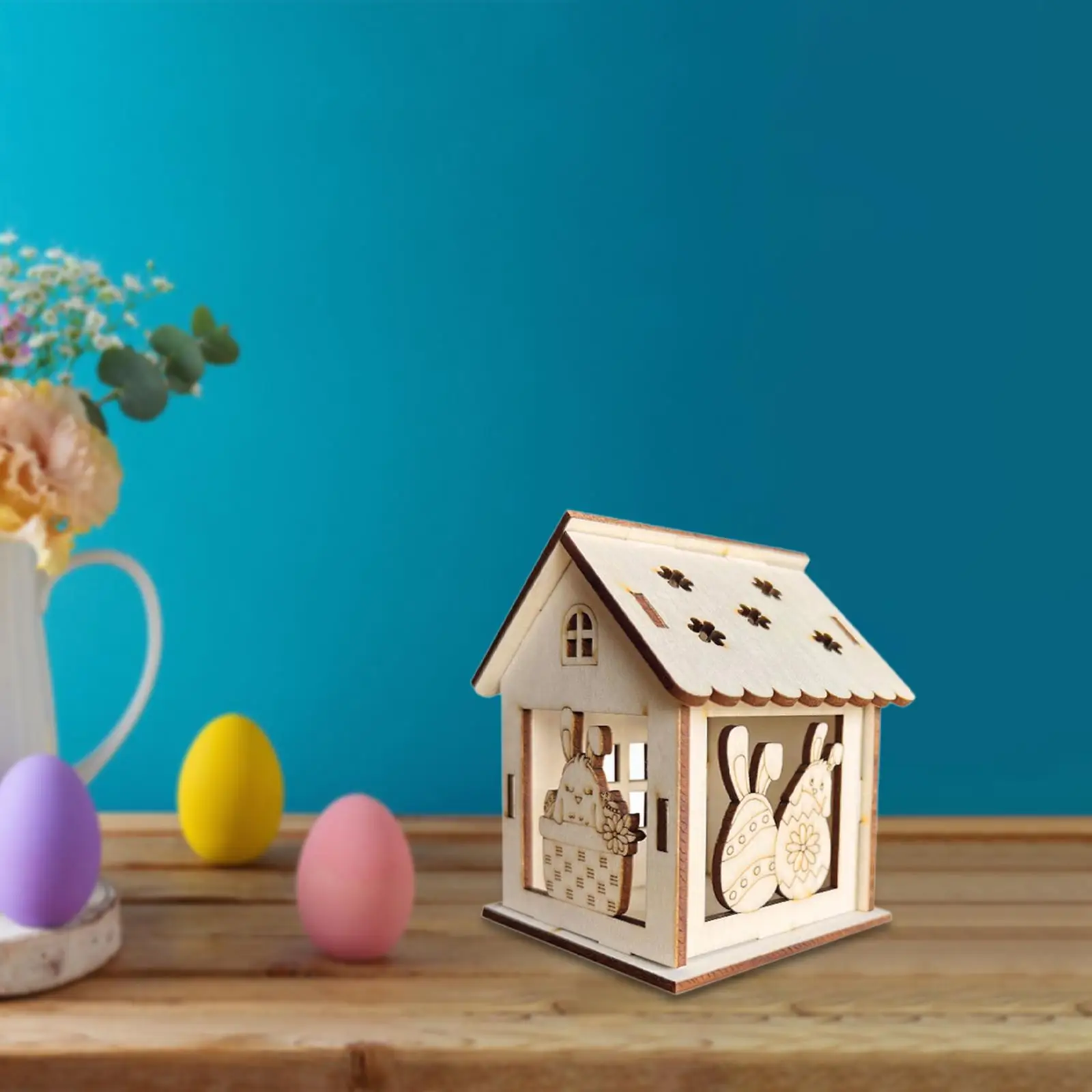 Kit de manualidades de pascua para casitas de madera con resorte - imagen 2