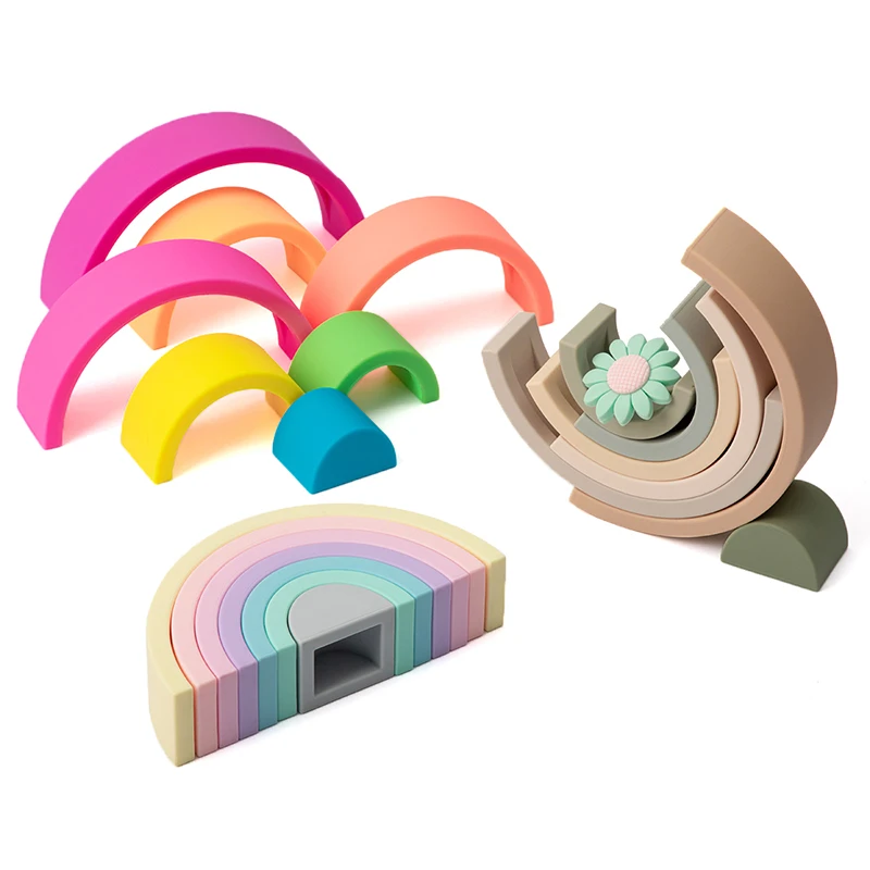 Arcoíris de colores apilado mostrando varias configuraciones