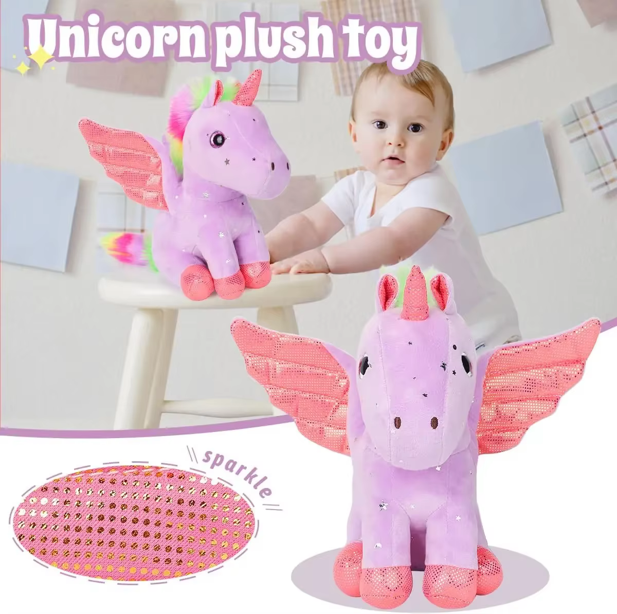 Unicornio de peluche súper suave – Regalo ideal para niñas y bebés - imagen 2