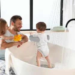Soporte de baño para bebé ajustable con base antideslizante y brazos