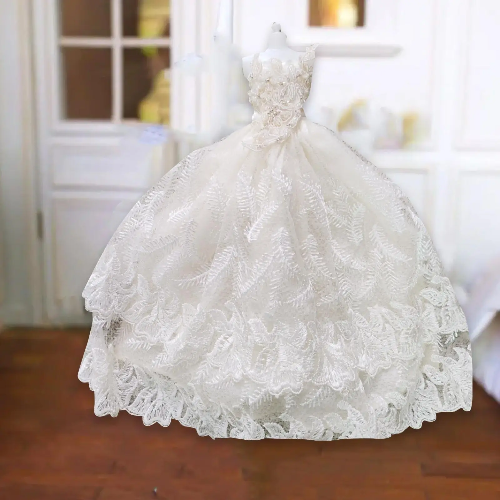 Vestido de princesa con cola para muñecas, estilo real - imagen 4