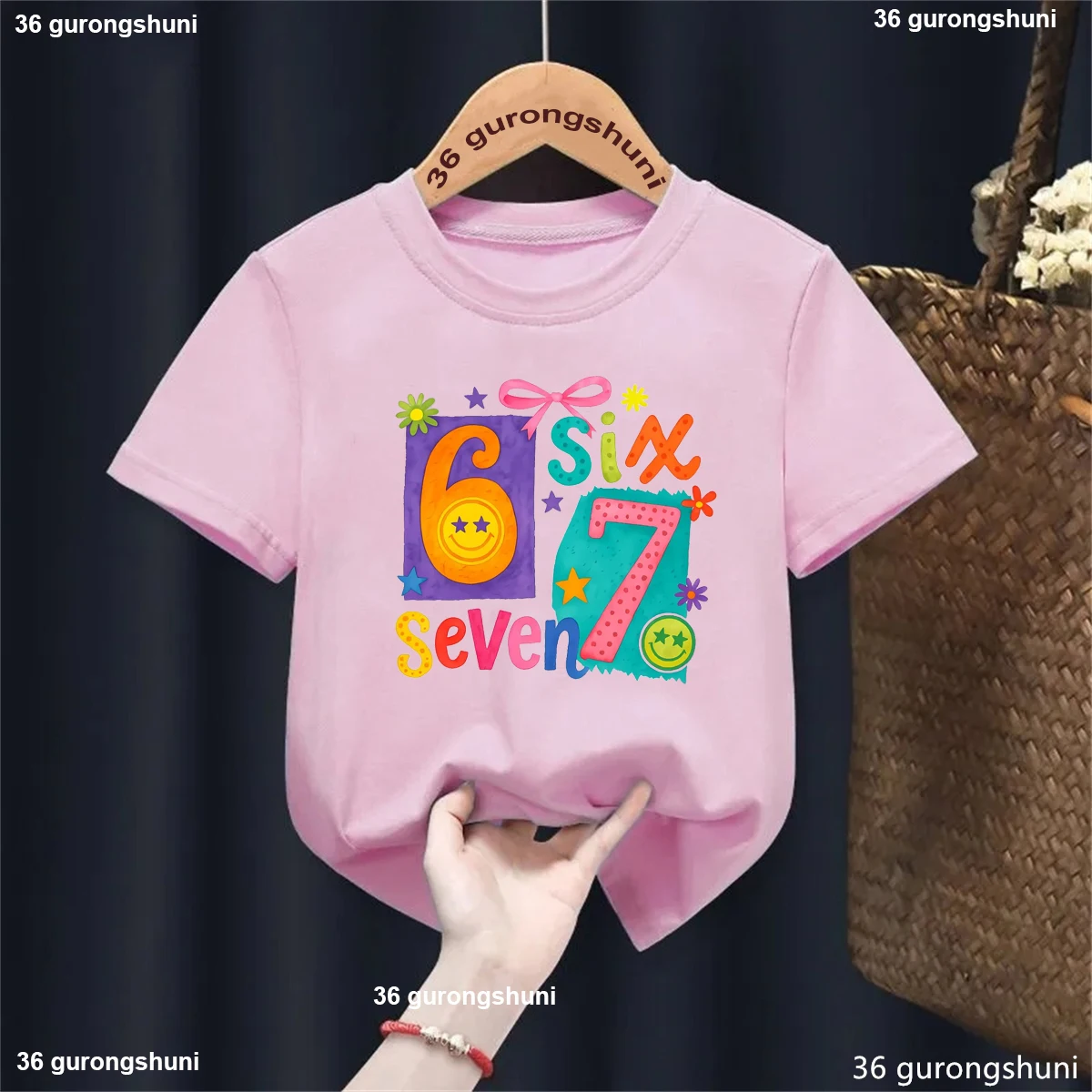 Camiseta manga corta para niña con estampado floral y estrellas - imagen 4