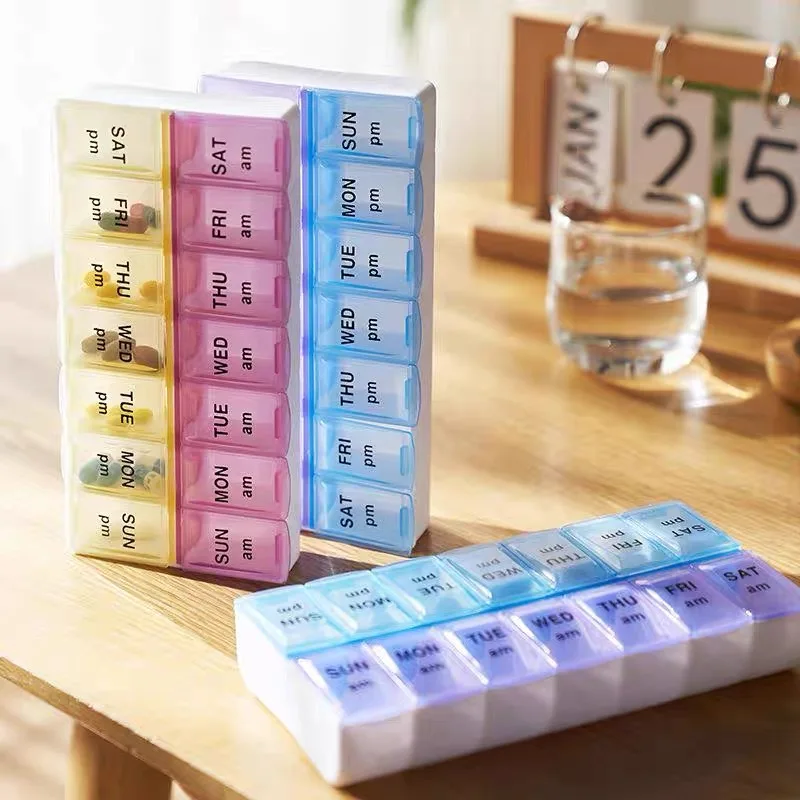 Pastillero semanal con rejillas para mañana y tarde, organizado - imagen 2