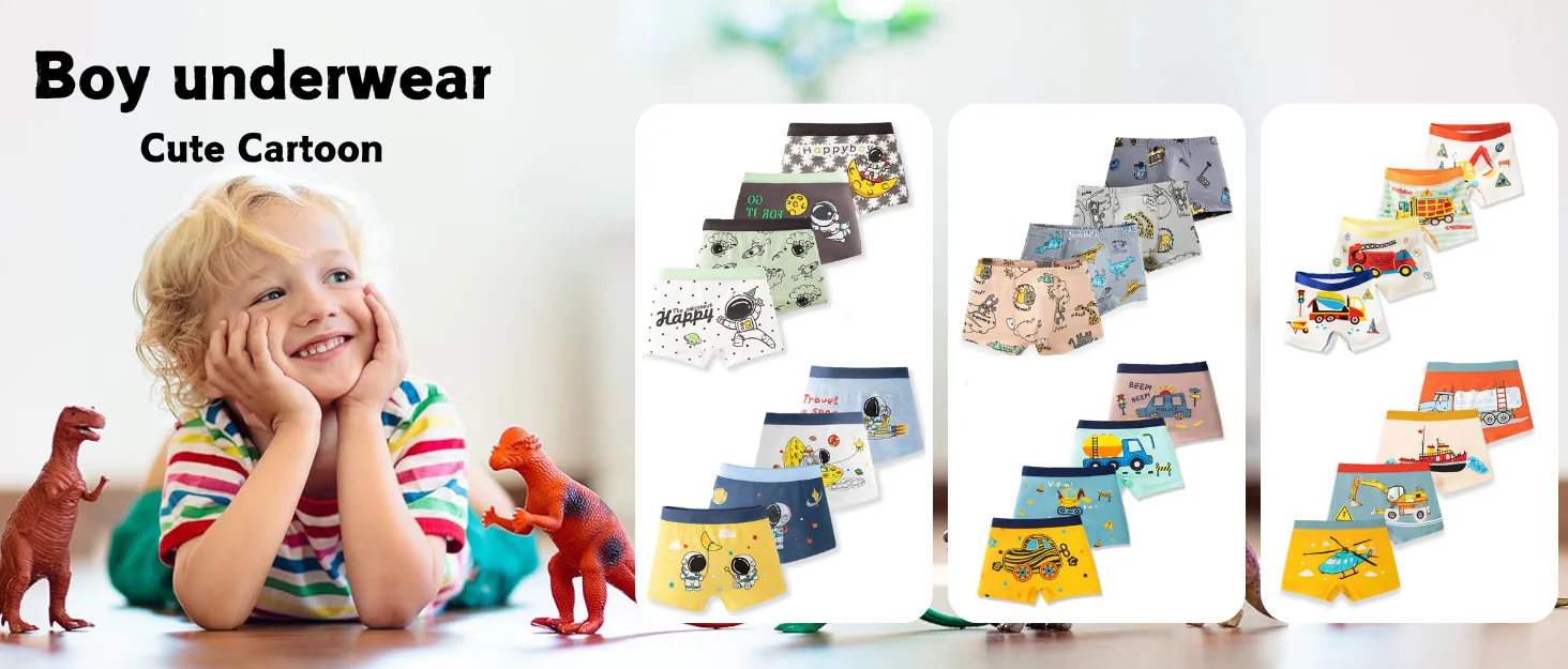 Calzoncillos tipo bóxer infantiles con estampado de dinosaurio