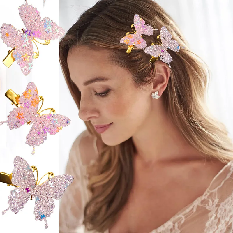 Pinza para el pelo de niña con mariposa y estilo hada