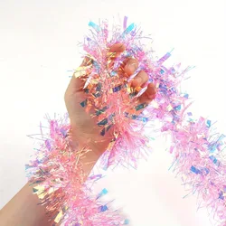 Guirnalda de oropel navideña rosa brillante para árbol