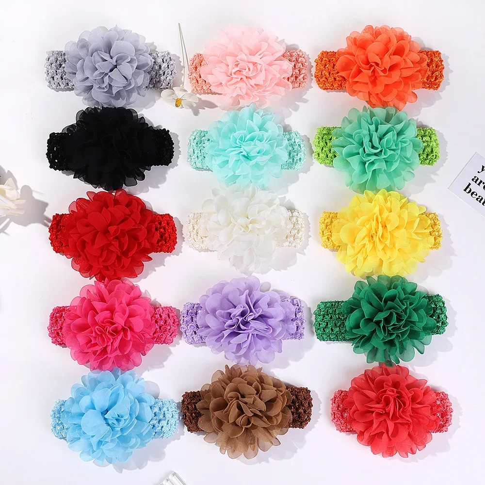 Diadema flor de gasa para bebé recién nacido con elástico - imagen 5