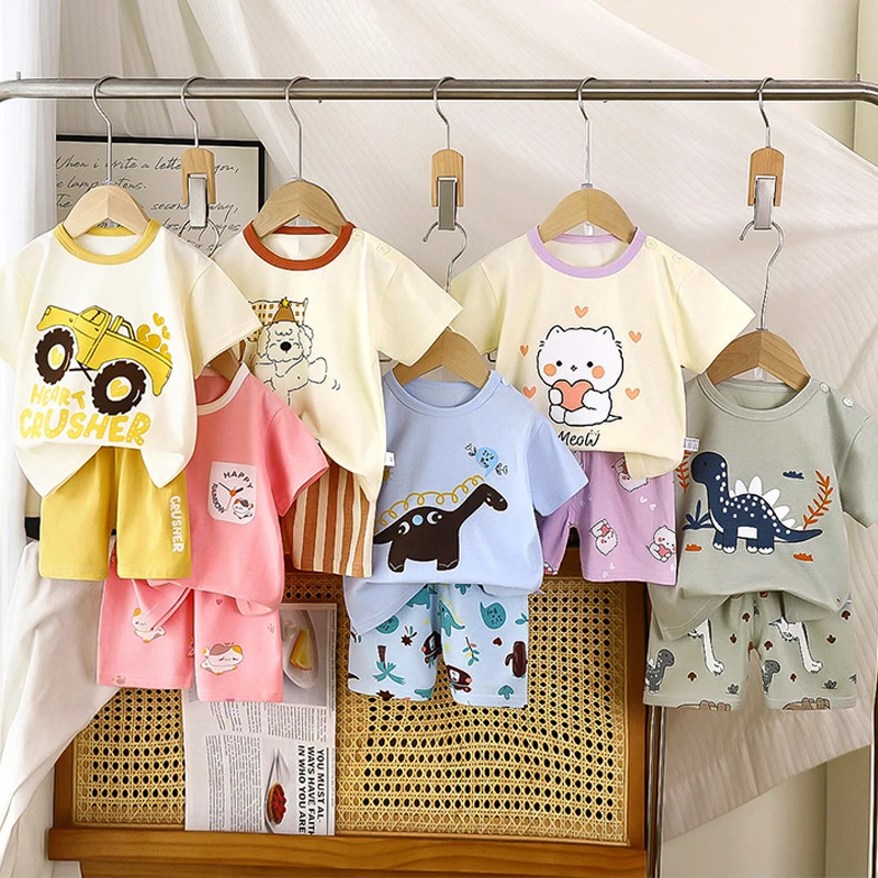 Conjunto de verano algodón para niños con camiseta estampada y bermuda - imagen 4