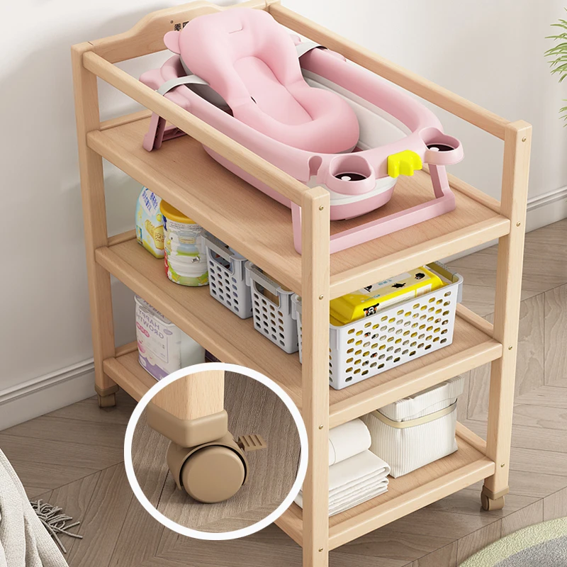 Mesa cambiador de madera de haya con alfombrilla suave - imagen 4