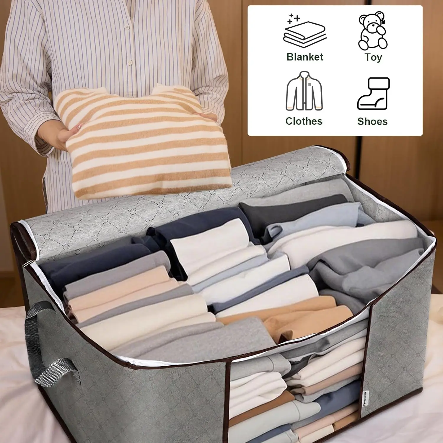 Bolsa de almacenamiento para mantas no tejida con cremallera - imagen 4