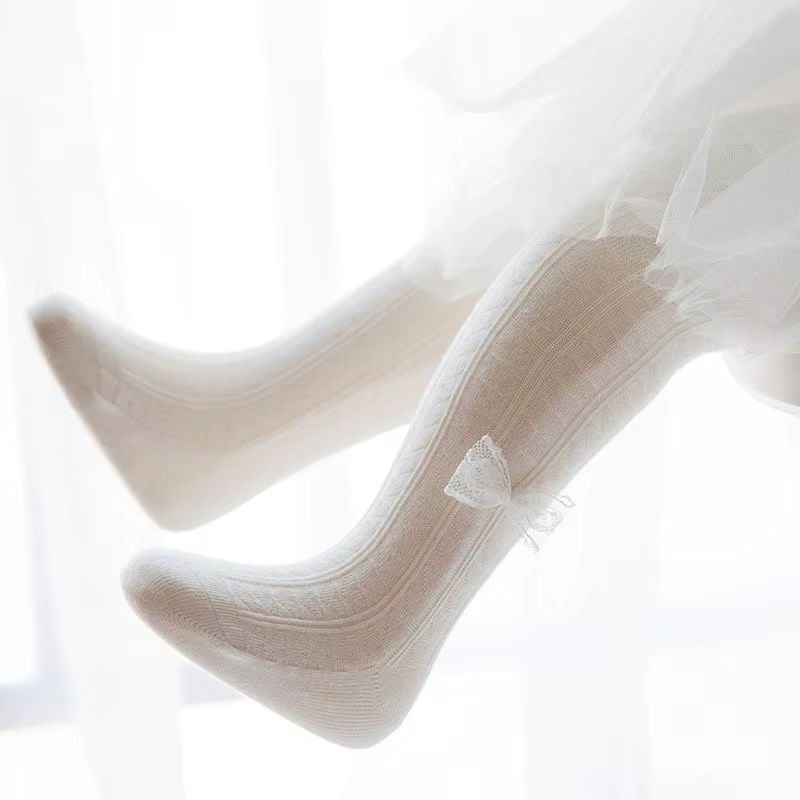 Pantimedias de niña con lazo tejidas suaves para primavera y otoño - imagen 3