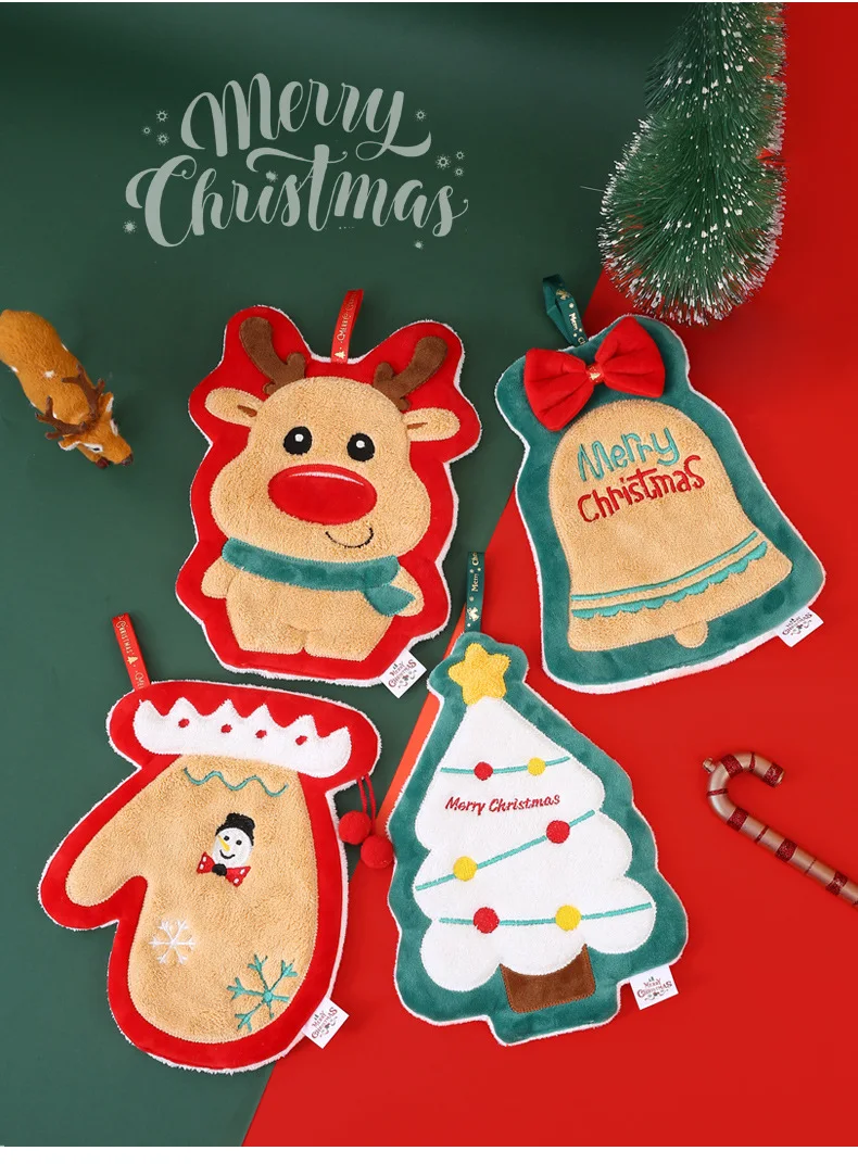Toallas navideñas colgantes con diseño de dibujos animados