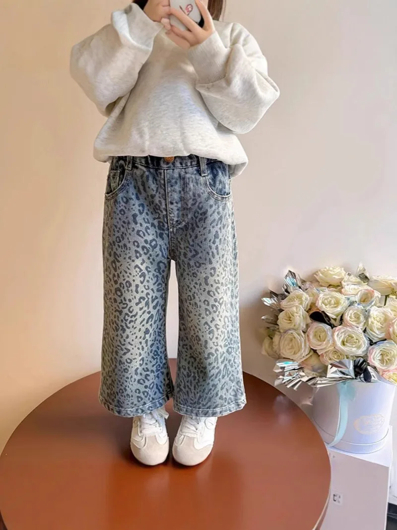 MILANCEL Pantalones vaqueros pierna ancha leopardo para niños - imagen 2