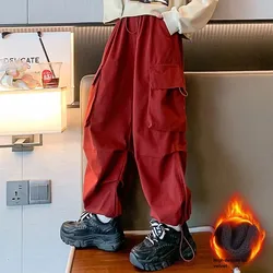 Pantalones acolchados de invierno para niñas, largos y sueltos