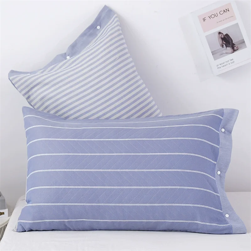 Funda de almohada de gasa algodón transpirable con rayas - imagen 5