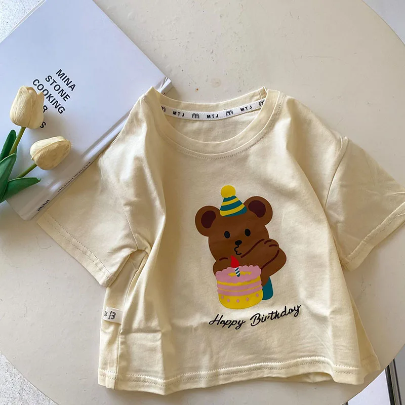 Camiseta de verano para niños con estampado de oso - imagen 2