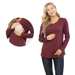 Camiseta de lactancia manga larga de algodón suave con buena elasticidad