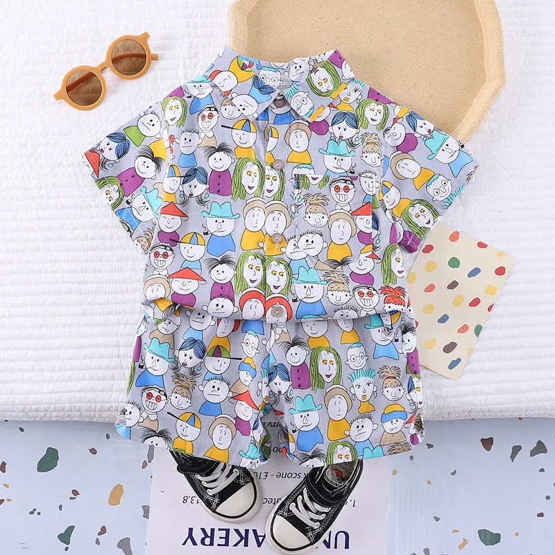 Conjunto veraniego para bebé – Camisa y pantalón corto estampado - imagen 2