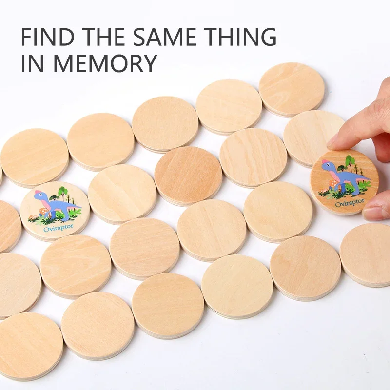 Juego de memoria dinosaurios – Juguete educativo de madera para niños - imagen 2