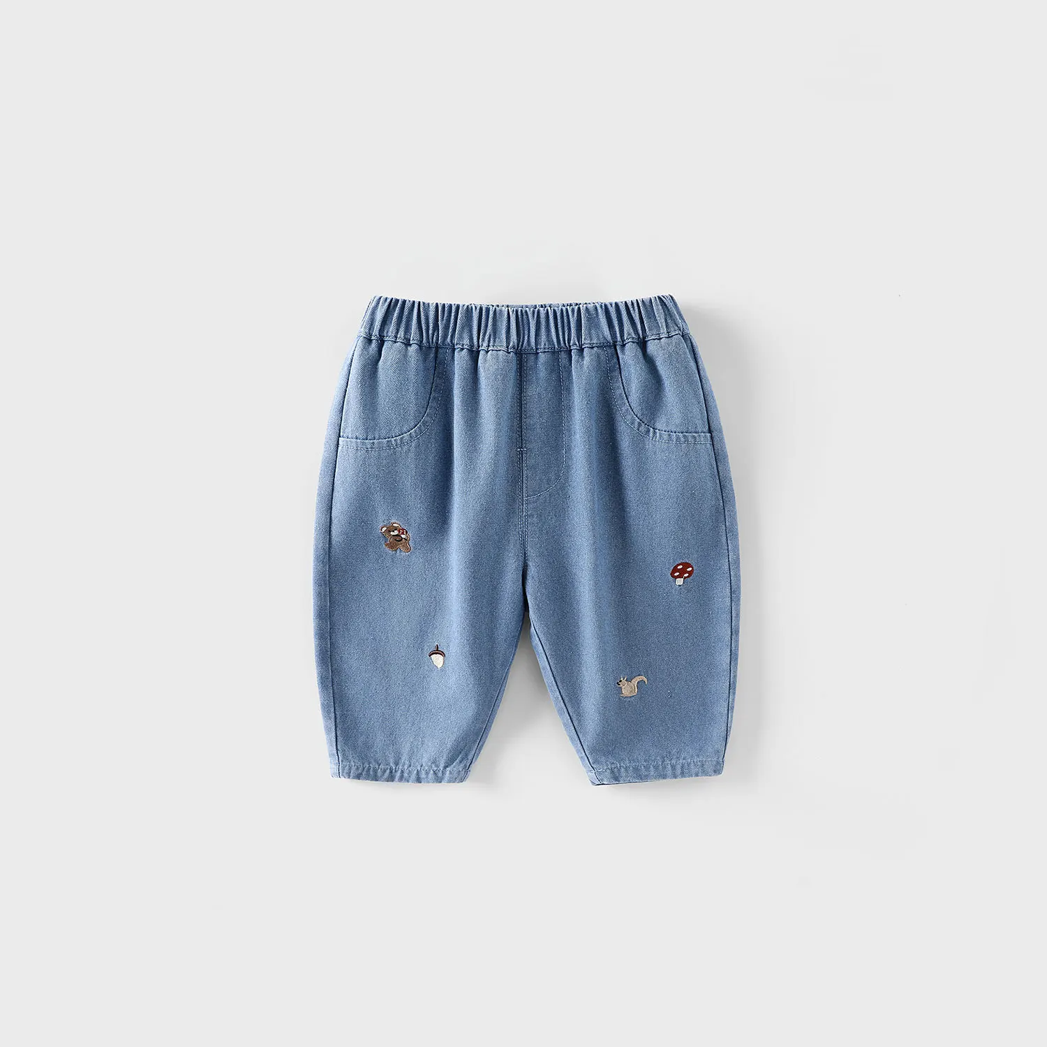 Pantalones bordados de algodón para bebés – Estilo casual y holgado